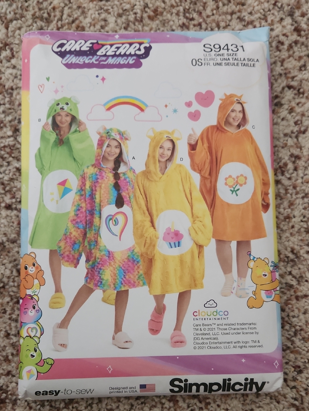 Simplicity Care Bears Plush Costume Hoodie Pattern S9431 One Size